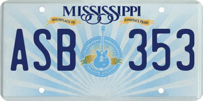 MS license plate ASB353