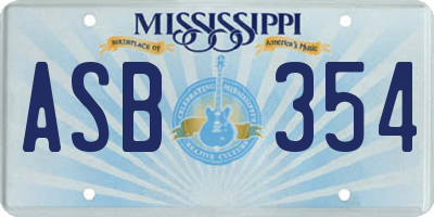 MS license plate ASB354