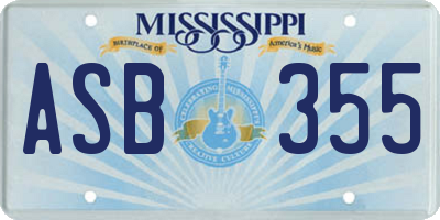 MS license plate ASB355