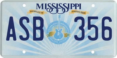 MS license plate ASB356