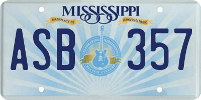 MS license plate ASB357