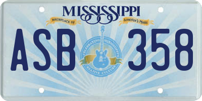 MS license plate ASB358