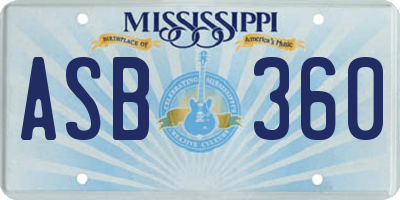 MS license plate ASB360