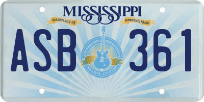 MS license plate ASB361
