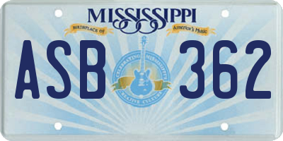 MS license plate ASB362