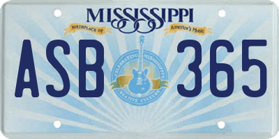 MS license plate ASB365
