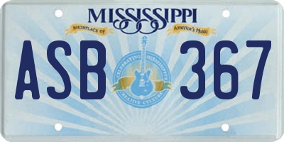MS license plate ASB367