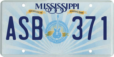 MS license plate ASB371