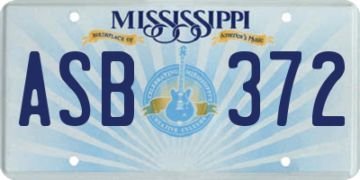 MS license plate ASB372