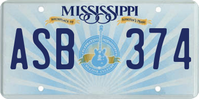 MS license plate ASB374