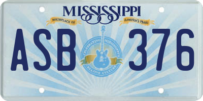 MS license plate ASB376