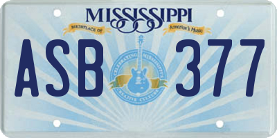 MS license plate ASB377