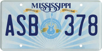 MS license plate ASB378