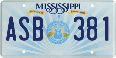 MS license plate ASB381