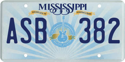 MS license plate ASB382