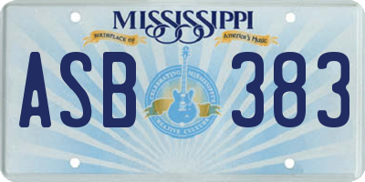 MS license plate ASB383