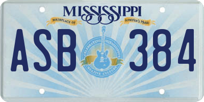 MS license plate ASB384