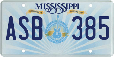 MS license plate ASB385