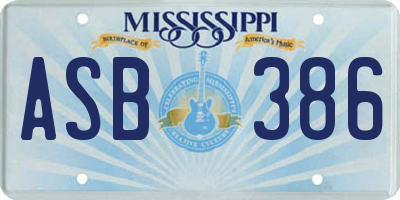 MS license plate ASB386
