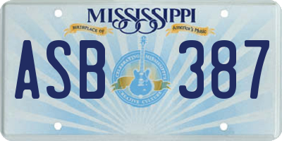 MS license plate ASB387