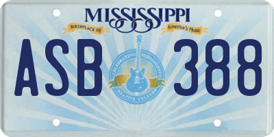 MS license plate ASB388