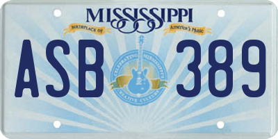 MS license plate ASB389