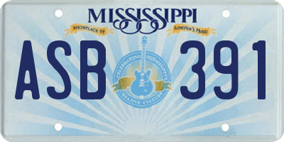 MS license plate ASB391