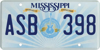 MS license plate ASB398