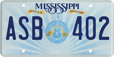 MS license plate ASB402