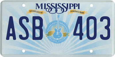 MS license plate ASB403