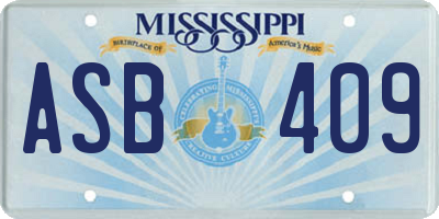 MS license plate ASB409