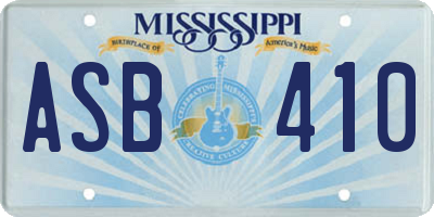 MS license plate ASB410