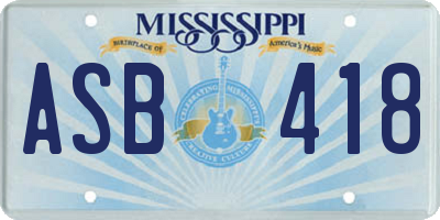MS license plate ASB418