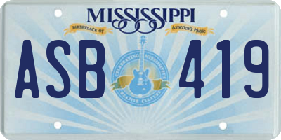 MS license plate ASB419