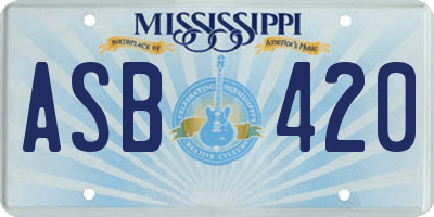 MS license plate ASB420