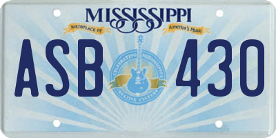 MS license plate ASB430