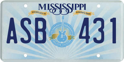 MS license plate ASB431