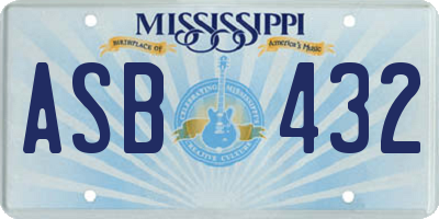 MS license plate ASB432