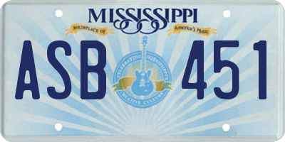 MS license plate ASB451
