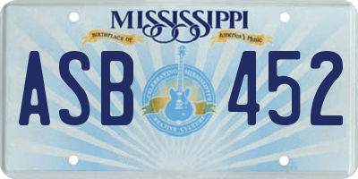 MS license plate ASB452