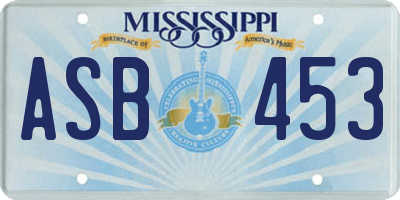 MS license plate ASB453