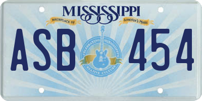 MS license plate ASB454