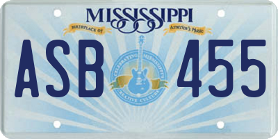 MS license plate ASB455