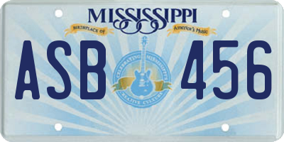 MS license plate ASB456