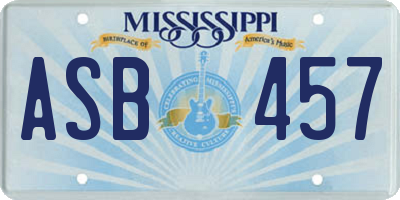 MS license plate ASB457