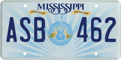 MS license plate ASB462