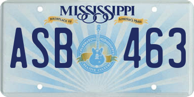MS license plate ASB463