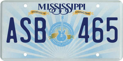 MS license plate ASB465