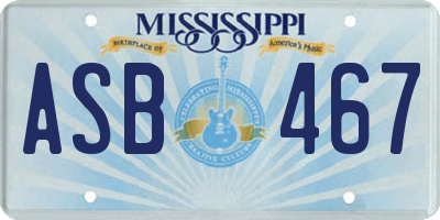 MS license plate ASB467