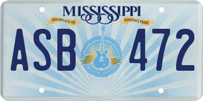 MS license plate ASB472